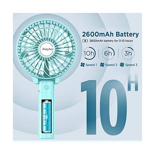 EasyAcc-Handheld-Electric-USB-Fans-Mini-Portable-Outdoor-Fan-with-Rechargeable-2600-mAh-Foldable-Handle-Desktop-for-Home-and-Travel-Green EasyAcc Handheld Electric USB Fans Mini Portable Outdoor Fan with Rechargeable Battery Foldable Handle Desktop for Home…