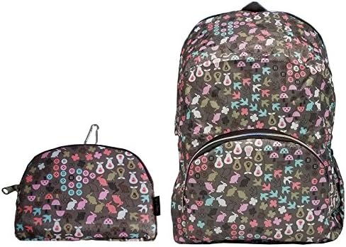 Floral Lightweight Packable Backpack, Water Resistant Foldable Daypacks Bag with Pouch (Brown Rabit)