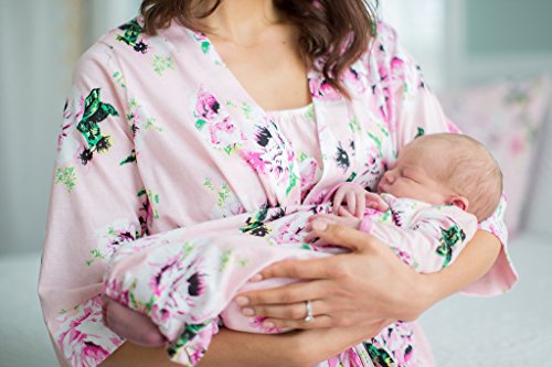 Baby Be Mine Mommy & Me Delivery Robe with Matching Baby Receiving Gown & Hat Set (S/M pre Pregnancy 2-10, Amelia)
