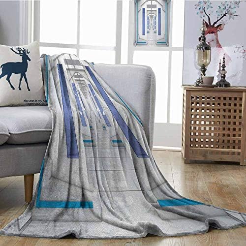 Fickdle Blanket Sheets Outer Space Robotic Space Mission Vehicle Solar System Journey Universe Milky Way Inspired Blue White Traveling,Hiking,Camping,Full Queen,TV,Cabin W70 xL93