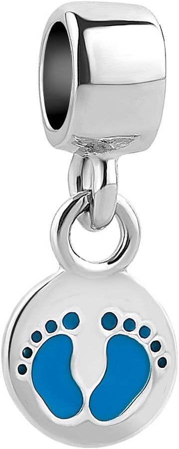 Baby Footprint Charm Heart Love First Step Family Dangle Bead for European Bracelets