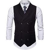 YFFUSHI Mens Slim Fit Dress Vest - Formal Turn Down Collar Premium Button Down Waistcoat