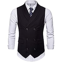 Tuikayoo Men's Herringbone Tweed Vest - Slim Fit Wool Blend Waistcoat For Business & Formal Wear