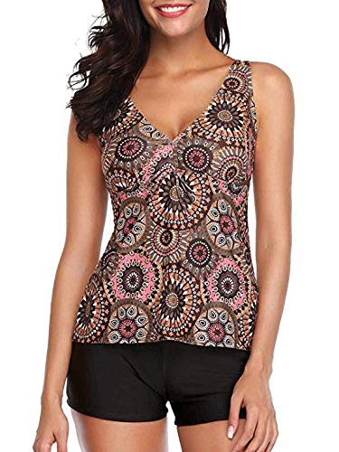 LAMISSCHE Womens 2 Piece Swimsuits Tankini Top Set with Boy Shorts Slimming Swimdress Swimwear