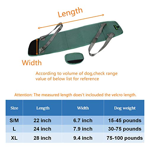 Lepark Dog Sling with Handle for Canine Aid, Veterinarian Approved Dog Lift Harness for Rehabilitation (L,Green)