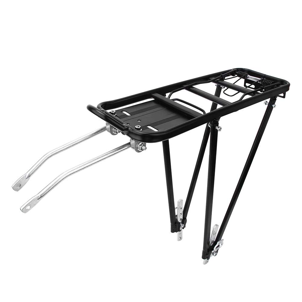 Bike Carrier Bike Rear Rack Adjustable Bike Carrier Sturdy And Durable V Brake Mount Black Aluminum Alloy Carrier for Adjustable Bike Rear Rack