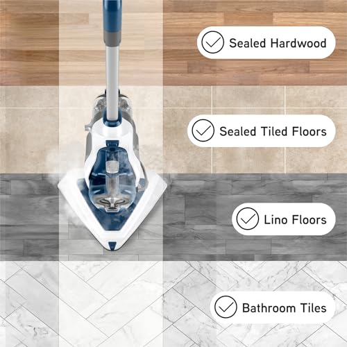 Vax Steam Fresh Total Home Steam Cleaner, Portable Handheld and Floor Steam Mop, Detergent and 17 Accessories for the Oven, Bathroom and Home, Easy to Carry, 1600W, 4.63kg, White/Blue, CDST-SFXT