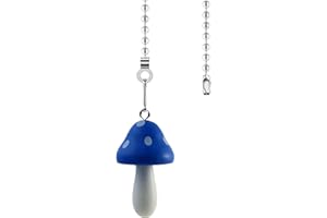 Hyamass Ceiling Fan Pull Chain Extender with Mushroom Ornament – 12Inch Adjustable Fan Chain Pulls & Ball Connector, Rustproof Zinc Alloy for Indoor/Outdoor Light Fixtures (Blue)