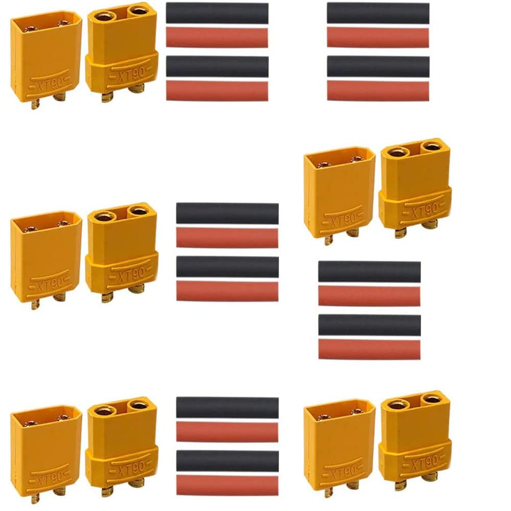 VISSQH 10 Pcs(5Pairs) XT90 connectors XT90H Plug XT90 male female connector (5 Pieces XT90 Plug + 5 Pieces XT90 Socket),Yellow