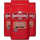 Community Coffee Toasted Hazelnut Flavored Medium Roast Premium Ground 12 Oz Bag (3 Pack), Medium Full Body Smooth Nutty Taste, 100% Select Arabica Coffee Beans