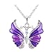 Eyourlife Christmas New Fashion Retro Butterfly Crystal Rhinestone Pendant Necklace Purple