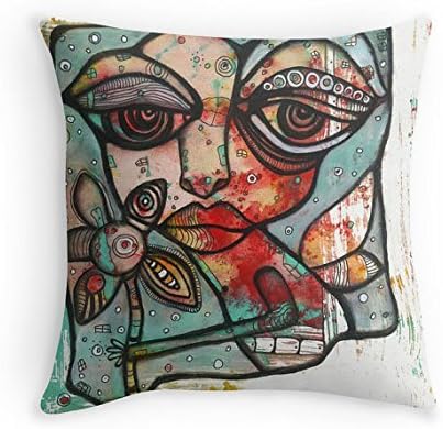 Fairy art throw pillow. 'Mine' decorative pillow cushion original mixed media art by C.Cambrea. Unique home decor accessories.