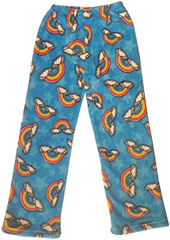 Confetti and Friends Fuzzy Plush Pajama Pants - Blue Rainbow - 14/16