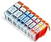8 Pack Compatible CLI-8 , PGI-5 2 Cyan, 2 Magenta, 2 Yellow, 2 Big Black for use with Pixma iP3300, Pixma iP3500, Pixma MP510, Pixma MP 520, Pixma MX700. Ink Cartridges for inkjet printers. PGI-5-BK, CLI-8-C, CLI-8-M, CLI-8-Y Blake Printing Supply