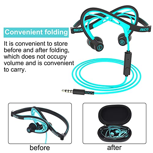 MUCRO Sports Headphones Wired Over Ear Behind The Neck Headphones Running Earphones Wrap Around