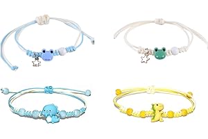 Pingyongchang Matching Friendship Bracelets Cute Dinosaur Couples Bracelets String Anklet Bracelet Chain Rope Jewelry for Girls Kids Bracelets Pack Of 4