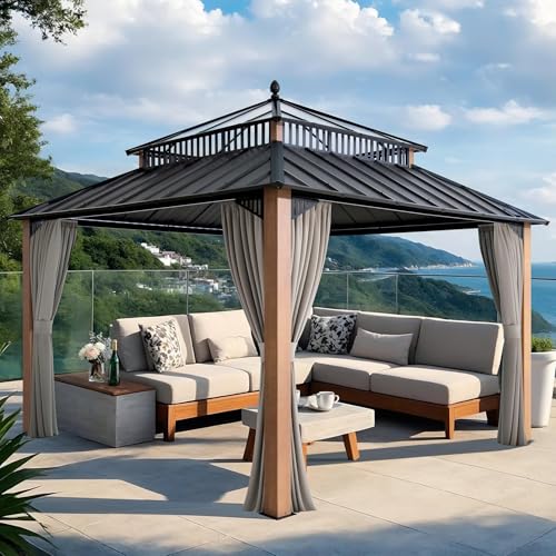 SUNJOY Kingston 12' x 12' Hardtop Gazebo with Galvanized Steel/Polycarbonate Do…