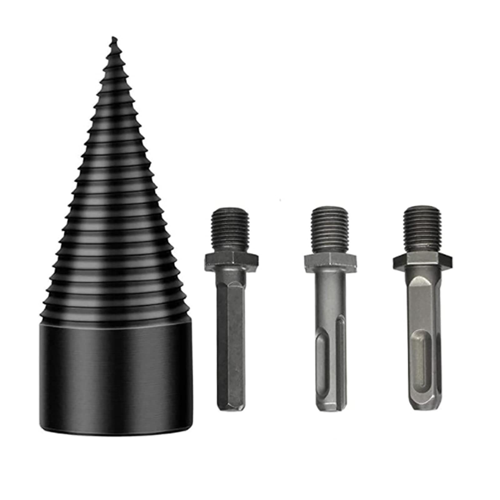 Log Wood Splitter Drill, Heavy Duty Drill Screw Cone Driver with 3 PCS Shanks,Log Splitter Screw Cone Kindling Firewood Splitter for Household Electric Drill(32mm)