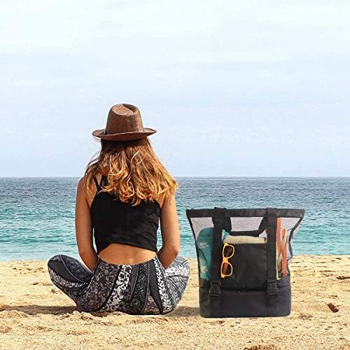 Mesh Beach Bag Tote Extral Large With Pockets and Top Zipper Travel and Picnic Waterproof Cooler Shoulder Bags 5 Mesh Beach Bag Tote Extral Large With Pockets and Top Zipper Travel and Picnic Waterproof Cooler Shoulder Bags