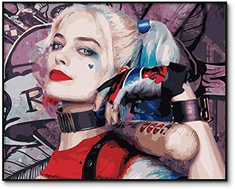 Diy Peinture En Chiffres Harley Quinn Clown Toile De Peinture Par Numero Avec Pinceau Et Peinture Acrylique Kits Theme Digital Home Wall Artwork Convient Pour40x50cm Pas De Cadre Amazon Fr Cuisine Maison
