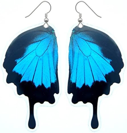Real Butterfly Wing Earrings - Papilio Ulysses Butterfly Earrings