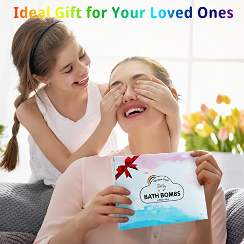 Bath Bombs Gift Set of 4, Handmade Rainbow Bath Bombs with Natural Ingredients, Cloud ​Bath Bomb with Rich Bubbles, Great Gift idea for Her, Girls, Women and Kids