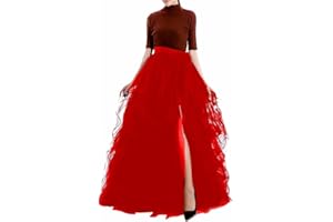 Qmker Women's Long Tutu Tulle Skirt A Line Floor Length Black Special Occasion Night Out fold Skirt