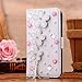 OOOUSE New Designer 3d Crystal Rhinestone Luxury Flip Wallet White Leather Handmade Case Cover for Apple Iphone 4 4s,5 5s, Samsung Galaxy S3,s4 (galaxy s4, daisy and pink flowers)