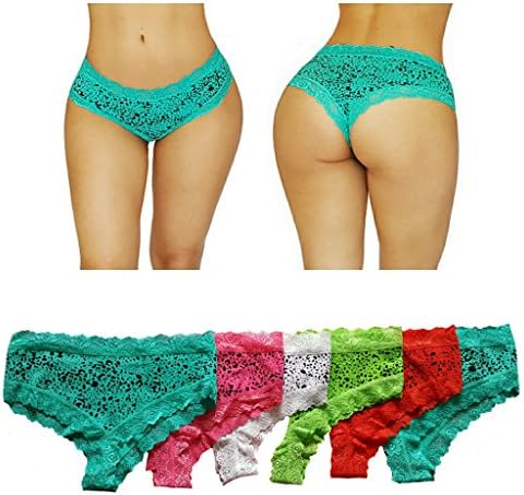 Sexy lace underwear hipster panties pack of 6. (Medium, Leopard)