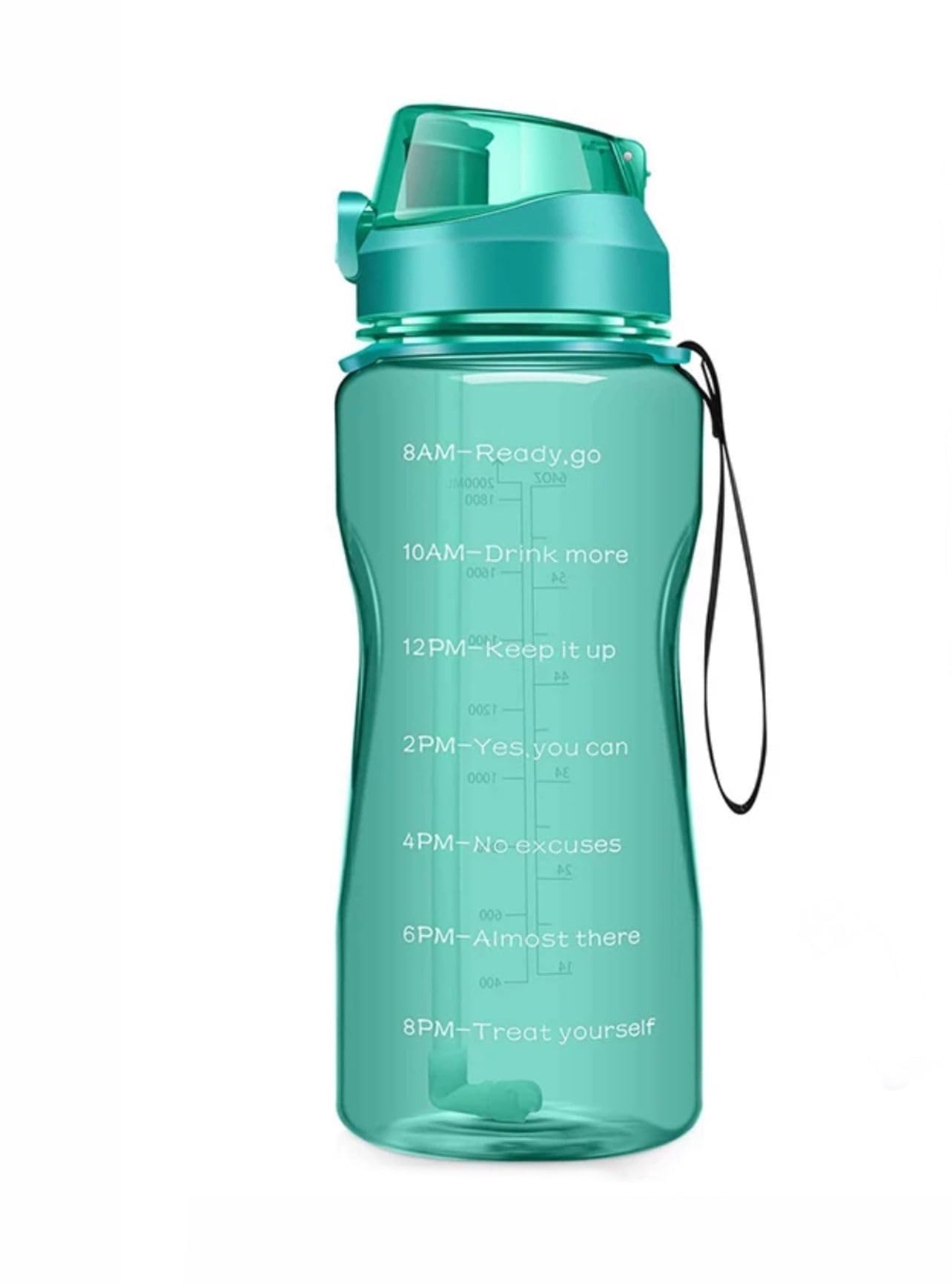 Water Bottle With Straw & Leakproof Flip Top Lid, BPA Free Water Jug With Time Marker, Motivating Sports Drinking Bottle For Work, Gym, Travel, Sports,black,1.6L (Light Blue)