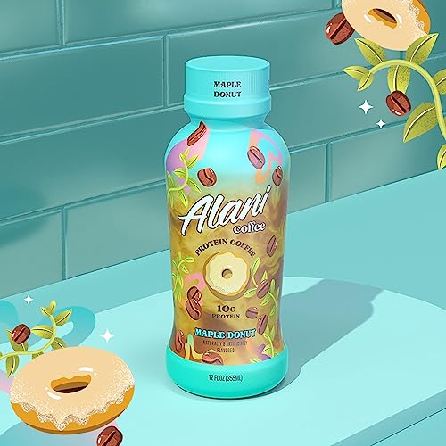 ALANI NU PROTEIN COFFEE MAPLE DONUT | READY TO DRINK COLD BREW WITH 10G OF PROTEIN | 100MG CAFFEINE | 90 CALORIES, NATURALLY FLAVORED | 12 FL OZ BOTTLES | 12 PACK
