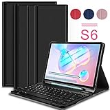 IVSO Keyboard Case for Samsung Galaxy Tab S6 10.5 Inch 2019 SM-T860/SM-T865,Premium PU Leather Stand Cover with Removable Wireless Keyboard(Black)