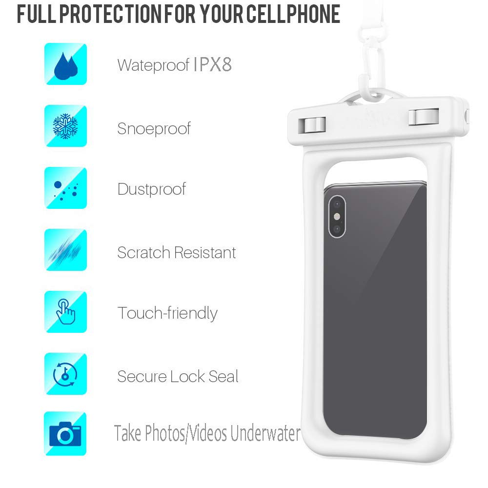 WJZXTEK Universal Floating Waterproof Case,IPX8 Waterproof Phone Pouch Underwater Dry Bag,Compatible iPhone Xs Max/Xr/X/8/8plus/7/7plus Galaxy s9/s8 Note 9/8 Google Pixel up to 6.5\