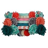 Coral Reef - Mini DIY Headband Kit - Makes 12 Single or 6 Double Headbands - Baby Shower Headband Station - Fashion Headbands for Birthday Party & Baby Shower Games