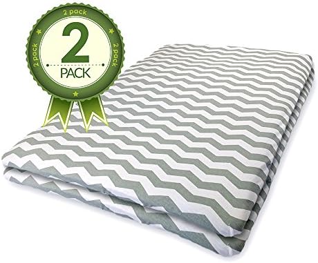 Pack N Play Crib Sheets 2 Pack Of Grey Chevron Fitted Sheets for Boys and Girls