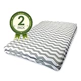 Pack N Play Crib Sheets For Baby Girl & Baby Boy - 100% Cotton - 2 Pack Of Grey Chevron Fitted Sheets - Fits Standard Pack And Play Or Portable Crib Mattress Up To 4
