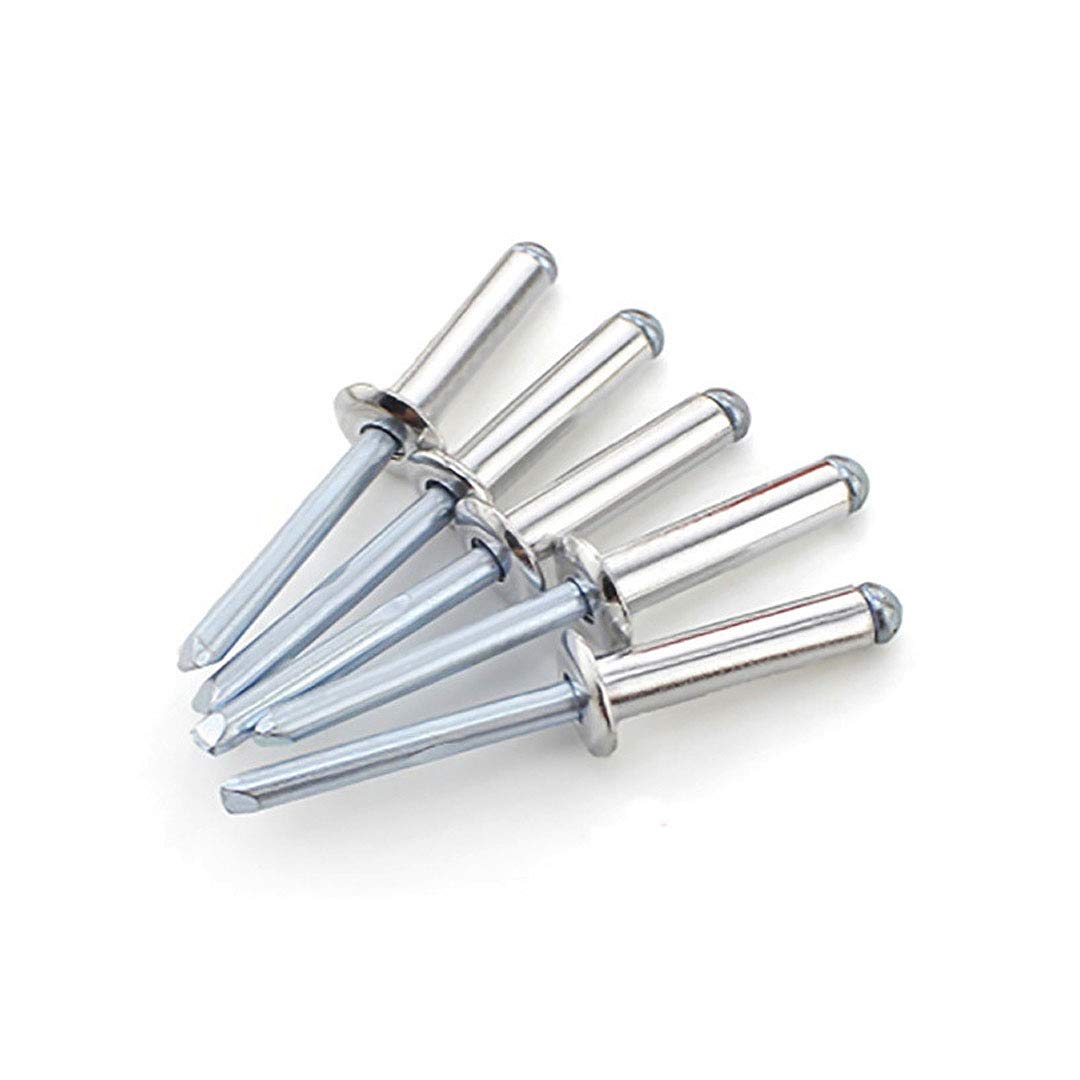 BOZONLI Blind Rivets Assorted, Dome Blind Pop Rivet Peel Back Rivets Aluminium Rivets M2.4 × 5/6/8/10/12 mm, 250 Pieces