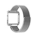Fitbit Blaze Accessory New Style Frame Housing With Band,Large(6.3-9.1 in),Shareconn Milanese Loop Stailess Steel Bracelet Strap (Silver Frame+Loop)