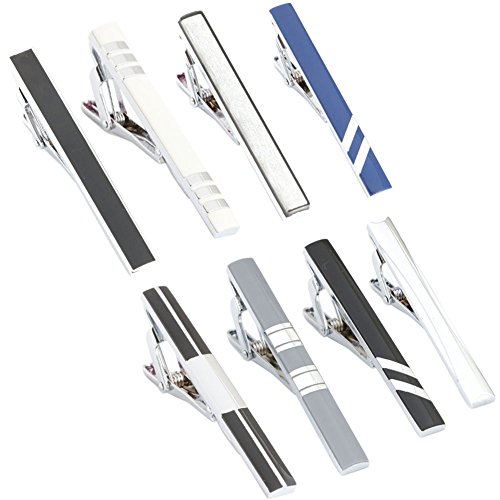 GWD Men Tie Bar Clip Set for 2.1 Inch Metal Clasps Business Fashion (Style A)
