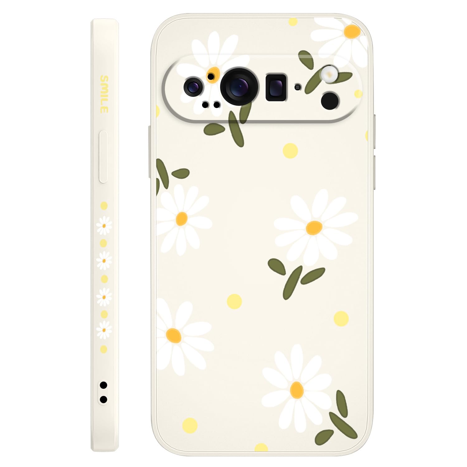 Photo 1 of LEECG for Google Pixel 9 Pro Case, Floral Pattern Design Slim Protective Phone Case Cover for Google Pixel 9 Pro 6.3", Daisy Rice White