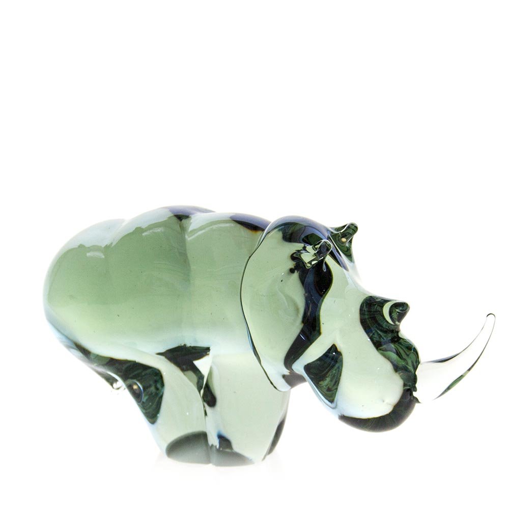 Glass Rhino Sculpture (XL) - Hand Made(Recycled) - (O2-A)