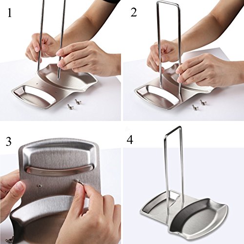 Lid and Spoon Rest,Pan Pot Cover Lid Rack Stand Organizer Spoon Rest