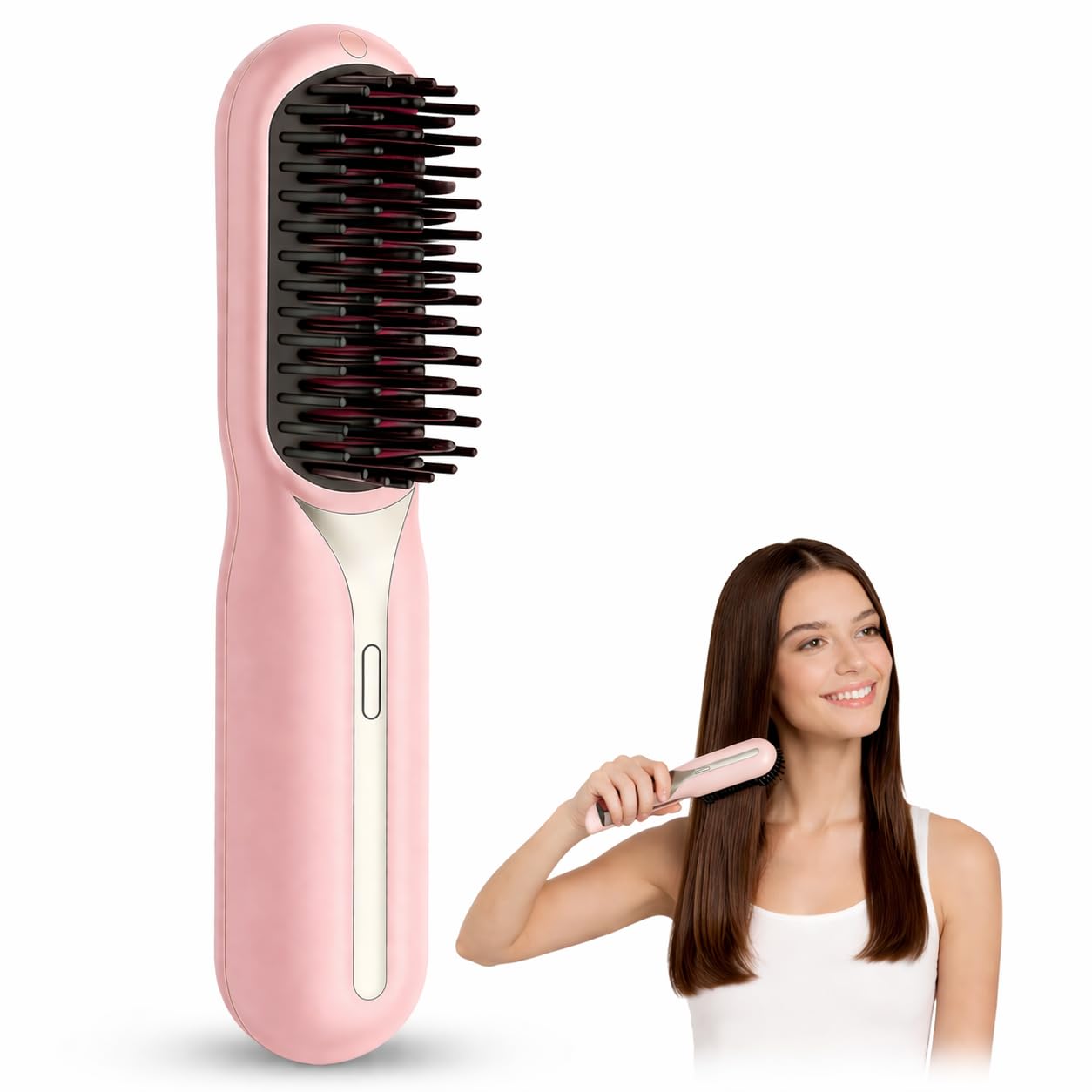 Upgraded Cordless Hair Straightener Brush, Portable Mini Straightening, Lightweight, Multifunctional Comb -Professional Negative Ion Anti-Scalding Styling for Women, Beard Straightener for Men