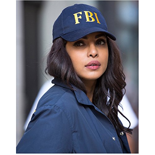 Priyanka Chopra 8 inch x 10 inch PHOTOGRAPH Barfi! Don 2 Don Agneepath Looking Right in Blue FBI Jacket & Hat kn