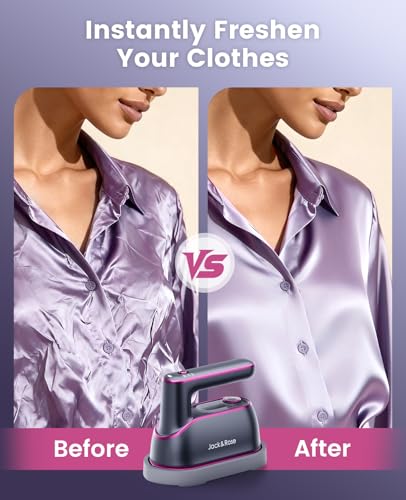 Jack＆Rose Steamer Clothes,8s Heat-up Travel Steam Iron,Portable Steamer | Portable,8s Fast Heat-up,150ml Large Tank,7.5‑ft Long Cord,Steam & Iron 2 in 1,for All Fabrics,6.5in Large Ceramic Panel
