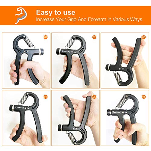 Taisk Grip Strength, Hand Exerciser Grip Strengthener Adjustable Resistance Grip Strength Trainer 22-88 Lbs (10-40Kg) -Hand Squeezer Exerciser | Hand Grip Exercises (Black)
