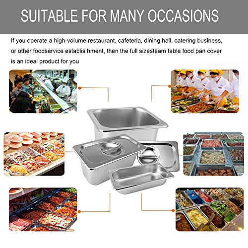 image for Full Size Stainless Steel Steam Table Pan Cover, Kitma 1/1 Size Pan Li