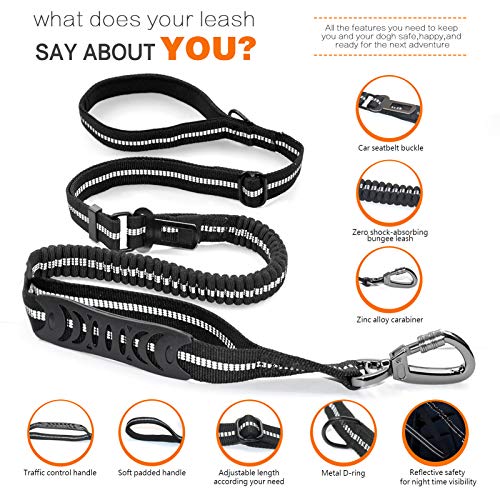 Heavy Duty Dog Leash, JUNBEI 6 Ft Double Padded Handles Reflective Dog