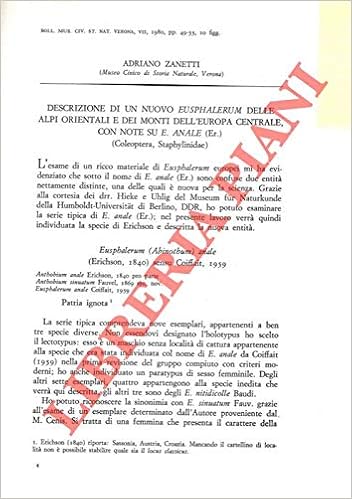 Materiali Per Una Revisione Degli Eusphalerum Italiani E Centro Europei Con Descrizione Di Nuove Sottospecie E Note Sinonimiche Coleoptera Staphylinidae Zanetti Adriano Amazon Com Books Materiali Per Una Revisione Degli Eusphalerum Italiani E Centro Europei Con Descrizione Di Nuove Sottospecie E Note Sinonimiche Coleoptera Staphylinidae Zanetti Adriano Amazon Com Books