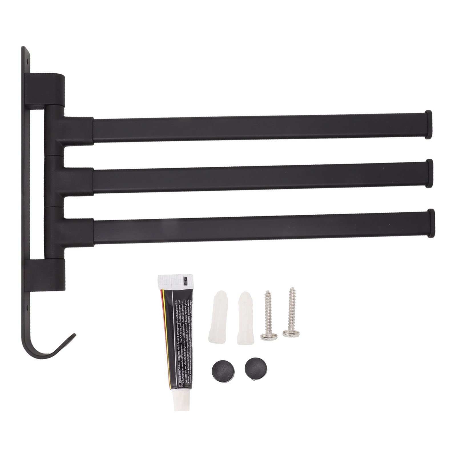 Swivel Towel Rail 3/4/5 Arming 30 Cm Swivel Towel Rail 180¡ã Rotation Towel Holder Aluminum Swivel Arm Towel Rail for Bathroom Black (3 Arms)